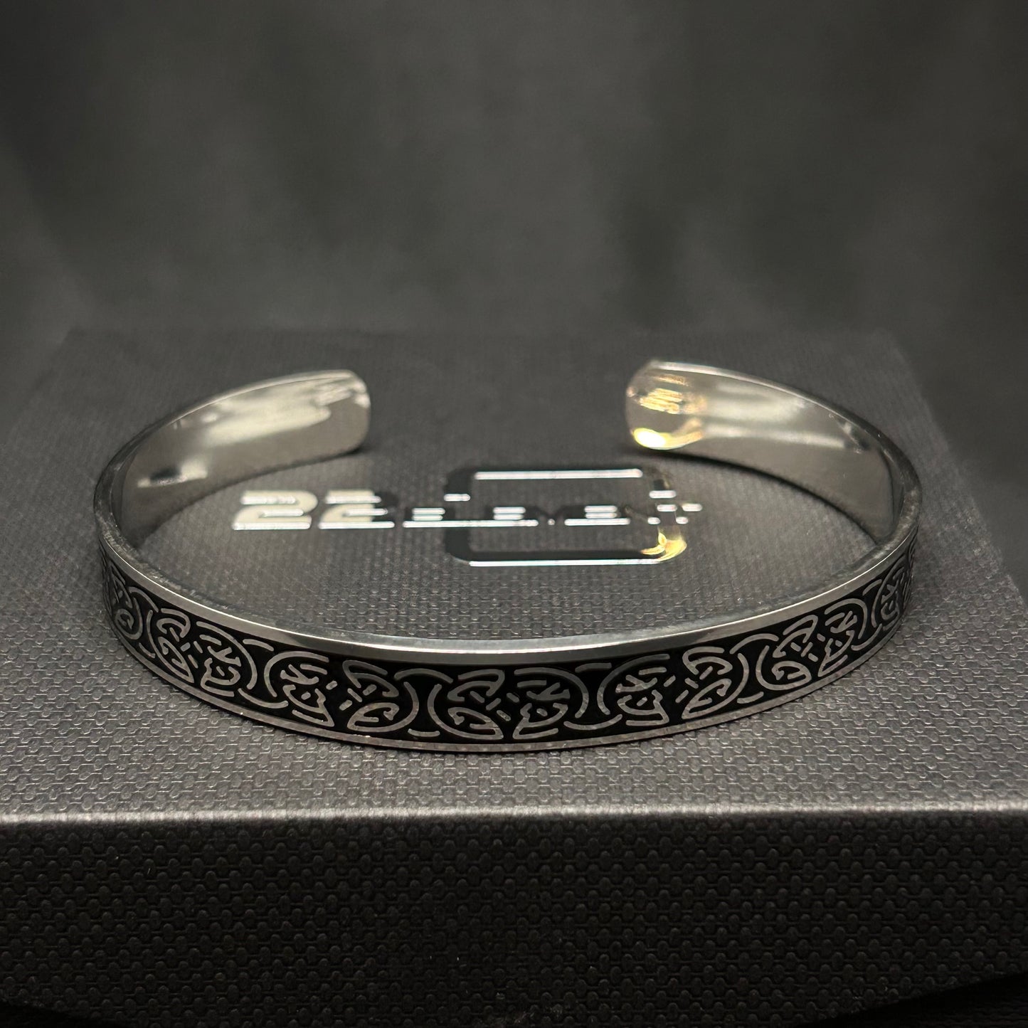 Stainless Steel Celtic Design Open Cuff Bracelet