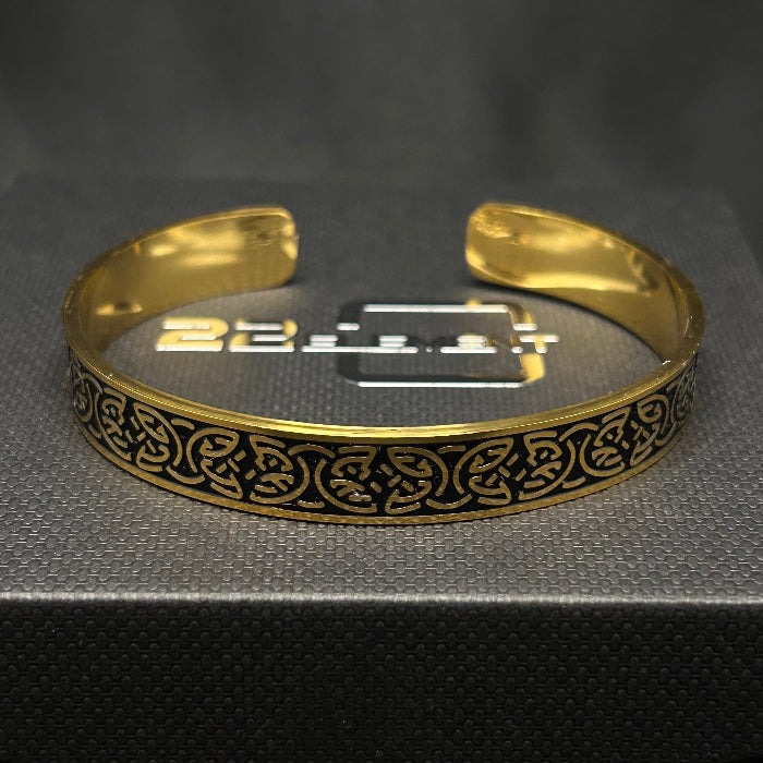 Stainless Steel Celtic Design Open Cuff Bracelet