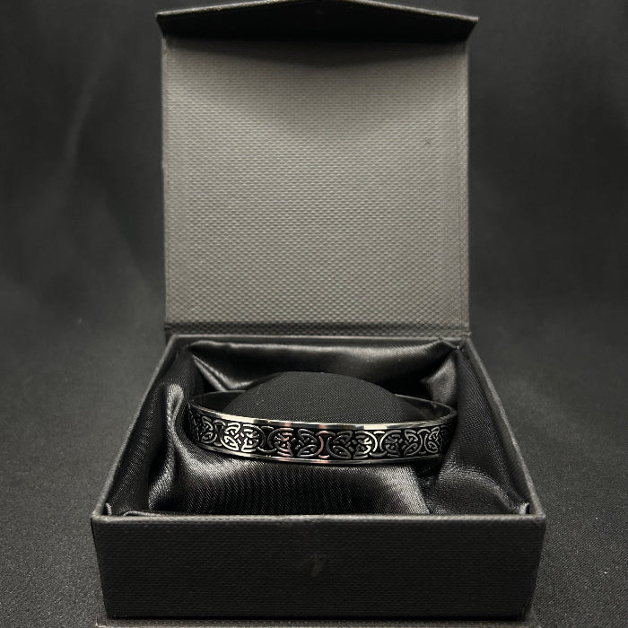 Stainless Steel Celtic Design Open Cuff Bracelet