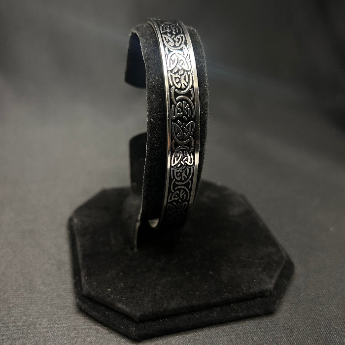 Stainless Steel Celtic Design Open Cuff Bracelet