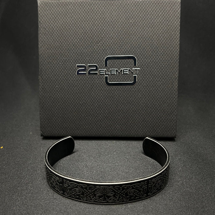 Stainless Steel Norse Design Open Cuff Bracelet