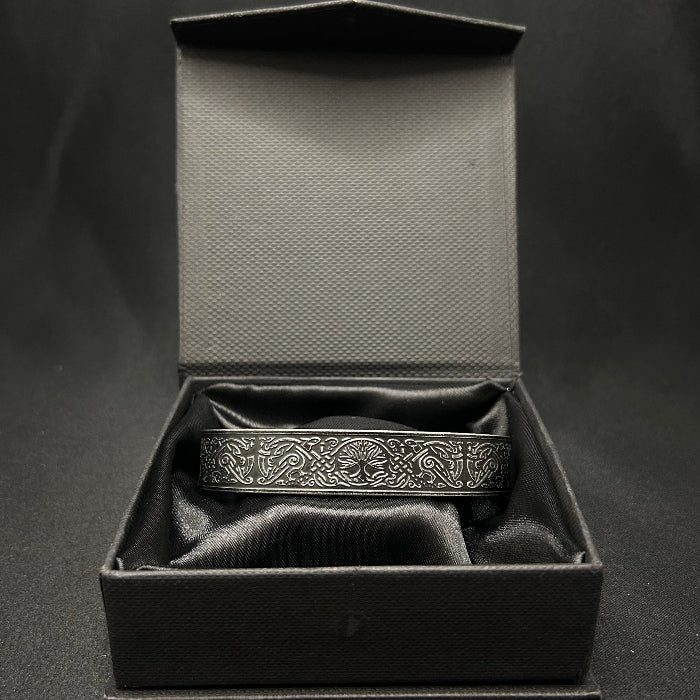 Stainless Steel Norse Design Open Cuff Bracelet