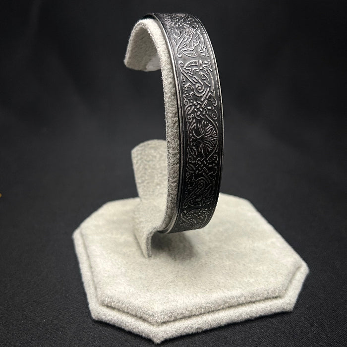 Stainless Steel Norse Design Open Cuff Bracelet