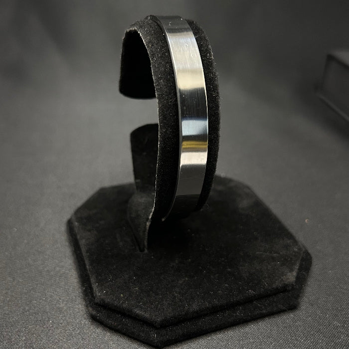 Stainless Steel Polished SIlver Plated Minimalist Open Cuff Bracelet