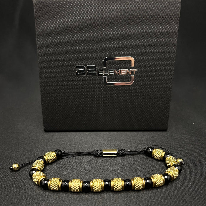 Ceramic Stainless Steel and Tiger's Eye Gemstone Bracelet