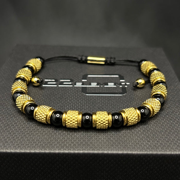 Ceramic Stainless Steel and Tiger's Eye Gemstone Bracelet