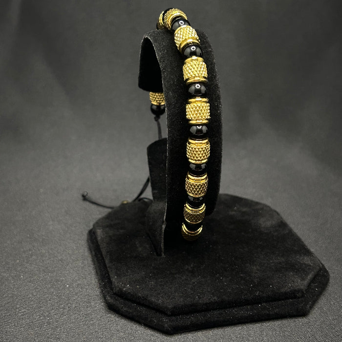 Ceramic Stainless Steel and Tiger's Eye Gemstone Bracelet