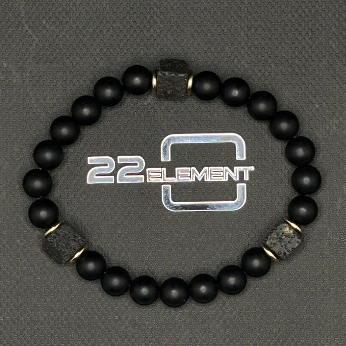 Ceramic Black Onyx with Lava Cube Bracelet