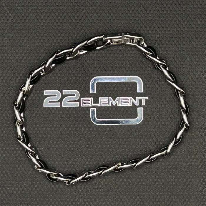 Stainless Steel Black Leather Bound Cuban Link Bracelet