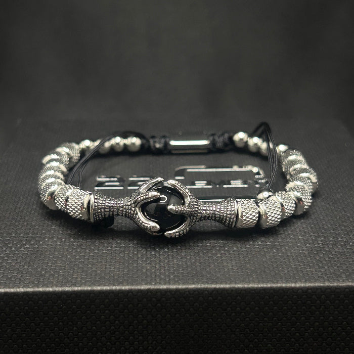 Ceramic Stainless Steel and Tiger's Eye Gemstone Bracelet Silver