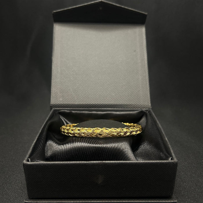 Titanium Woven Open Cuff Bracelet Gold Plated