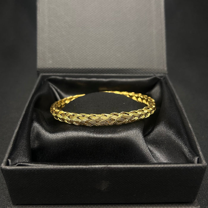 Titanium Woven Open Cuff Bracelet Gold Plated