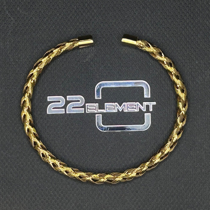 Titanium Woven Open Cuff Bracelet Gold Plated