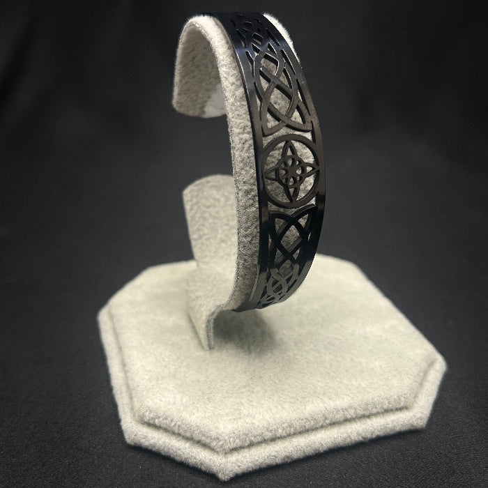 Stainless Steel Black Witch Knot Open Cuff Bracelet
