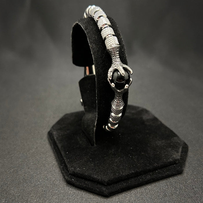 Ceramic Stainless Steel and Tiger's Eye Gemstone Bracelet Silver