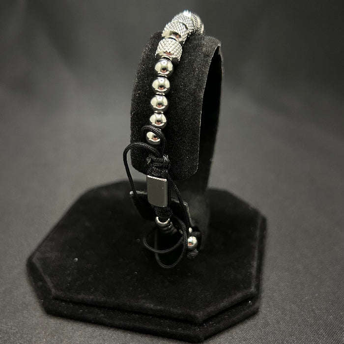 Ceramic Stainless Steel and Tiger's Eye Gemstone Bracelet Silver