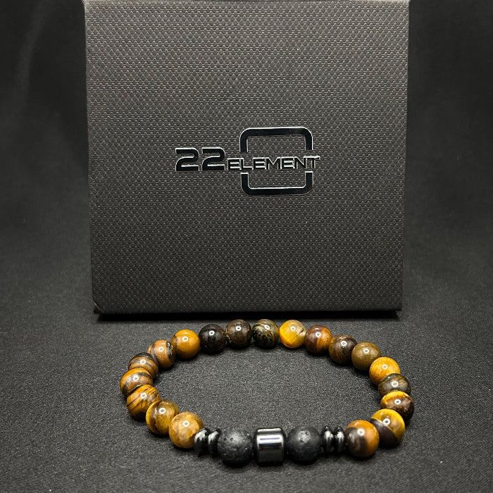 Ceramic Tigers Eye with Black Onyx Bracelet