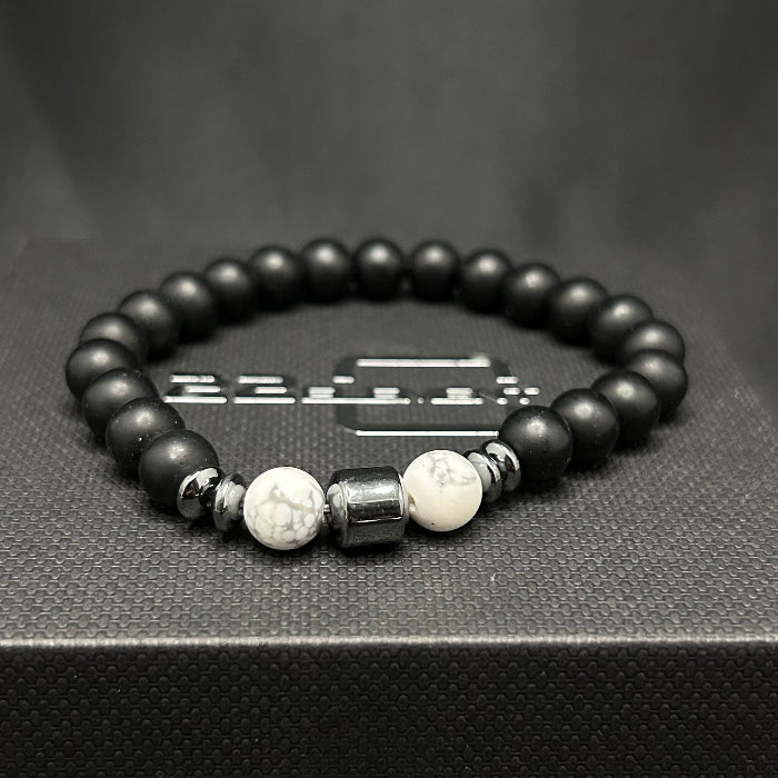 Ceramic Black Onyx with White Onxy Sphere Bracelet