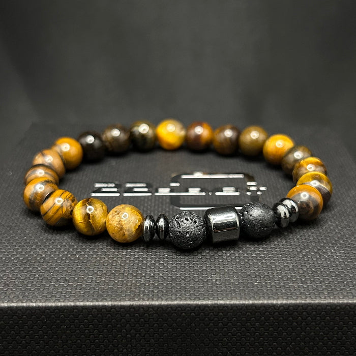 Ceramic Tigers Eye with Black Onyx Bracelet