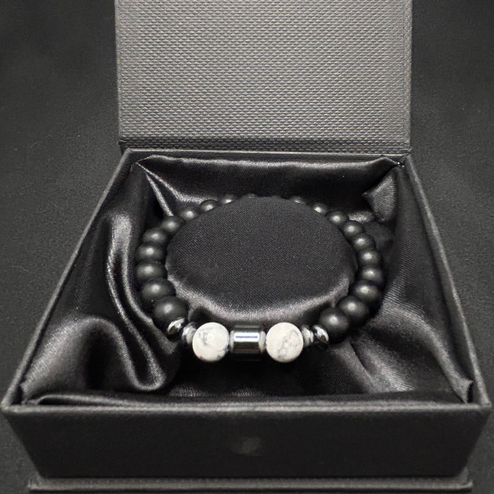 Ceramic Black Onyx with White Onxy Sphere Bracelet