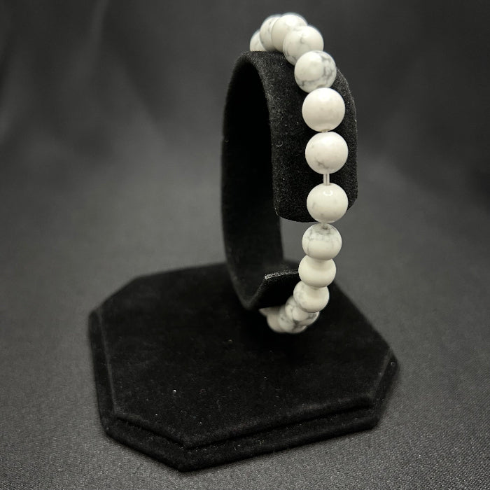 Ceramic White Onyx with Lava Sphere Bracelet