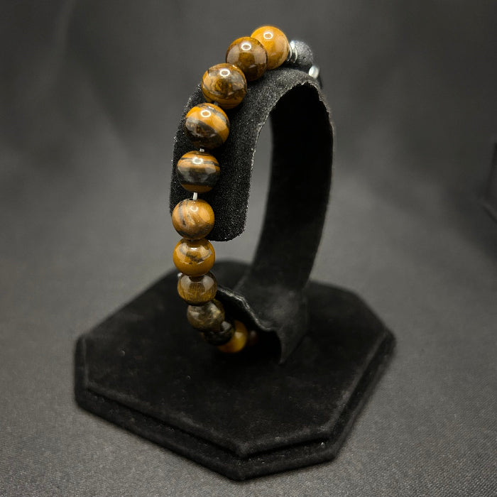 Ceramic Tigers Eye with Black Onyx Bracelet