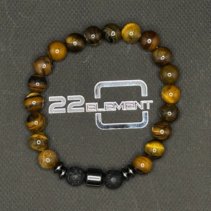 Ceramic Tigers Eye with Black Onyx Bracelet