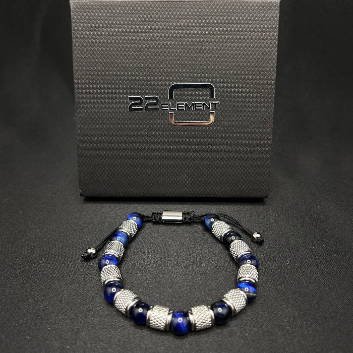 Stainless Steel Blue Tiger's Eye Gemstone Bracelet