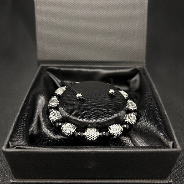Ceramic Stainless Steel Black Tiger's Eye Gemstone Bracelet
