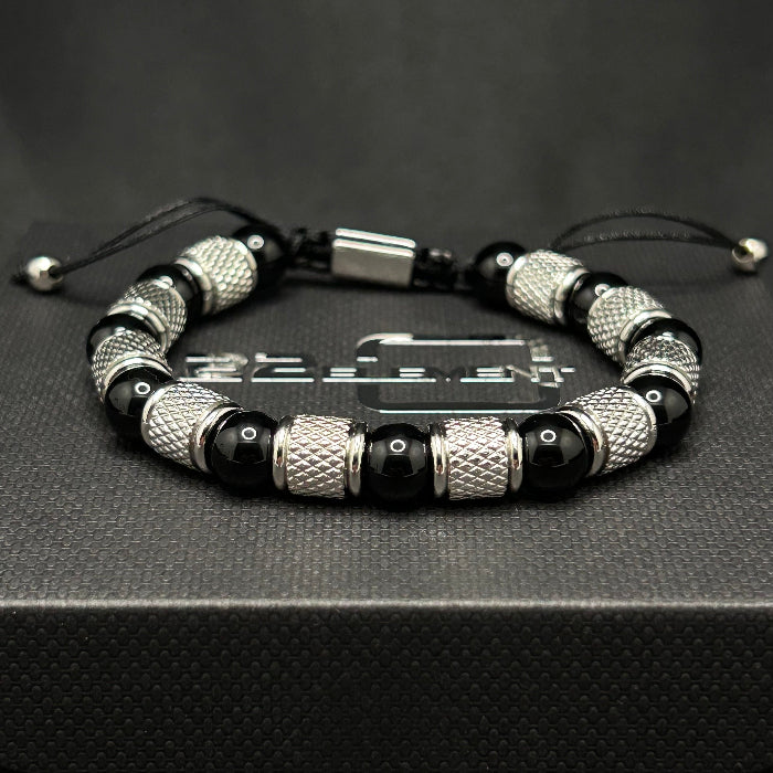Ceramic Stainless Steel Black Tiger's Eye Gemstone Bracelet
