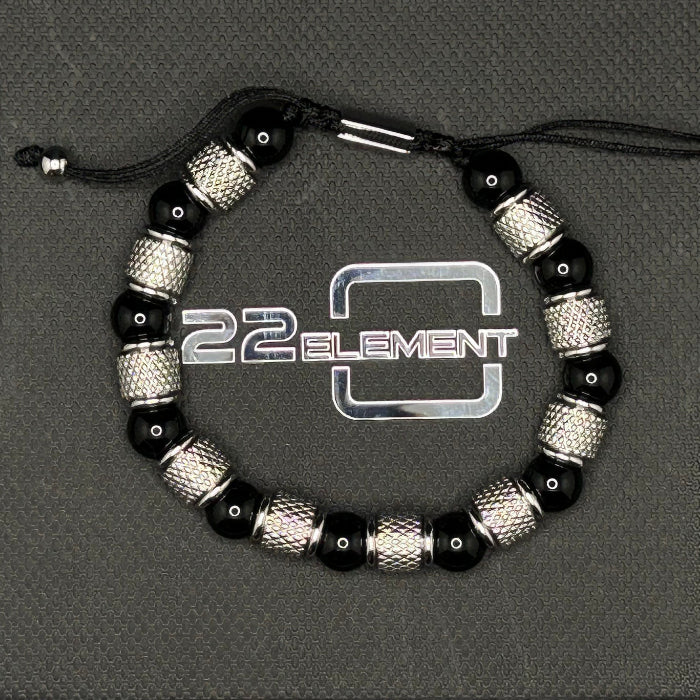 Ceramic Stainless Steel Black Tiger's Eye Gemstone Bracelet