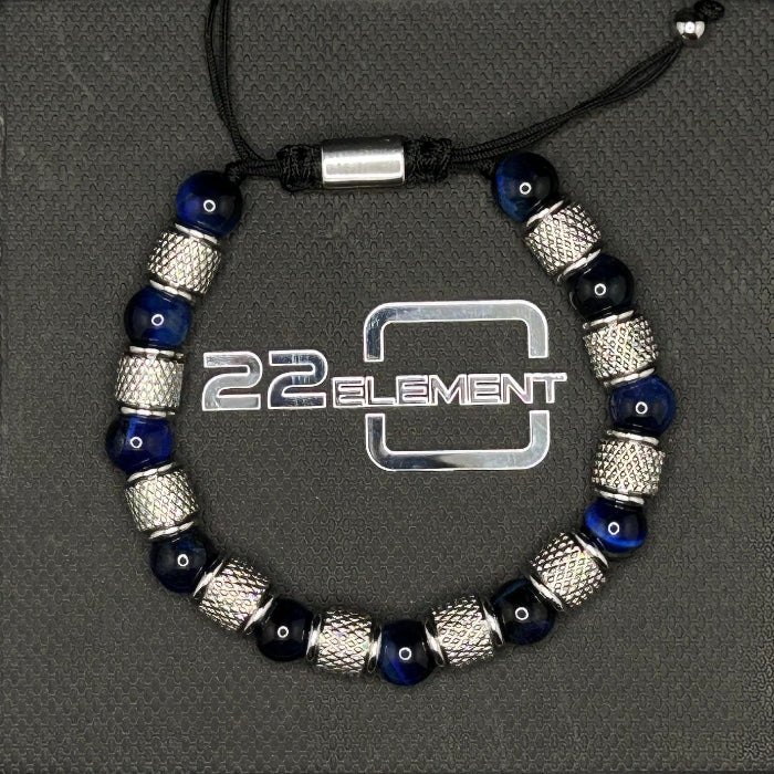 Stainless Steel Blue Tiger's Eye Gemstone Bracelet
