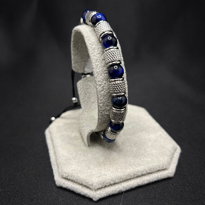 Stainless Steel Blue Tiger's Eye Gemstone Bracelet