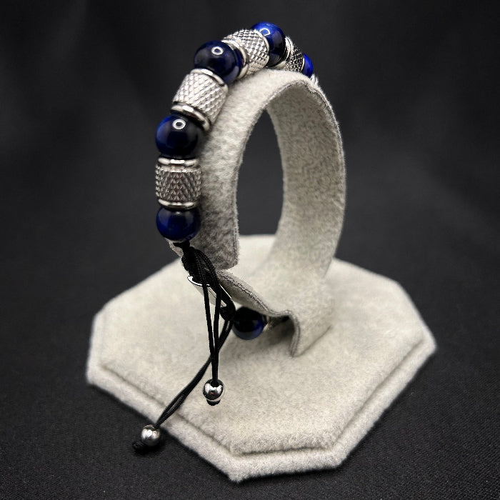 Stainless Steel Blue Tiger's Eye Gemstone Bracelet