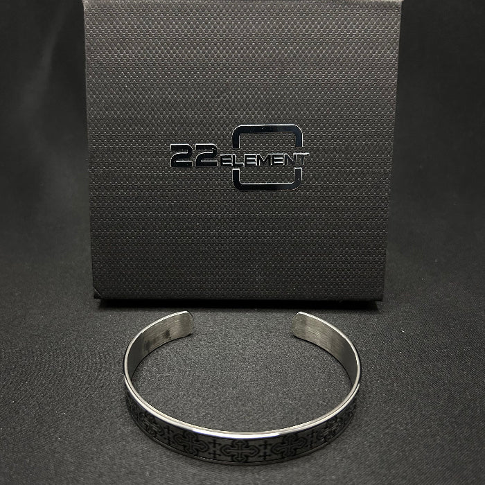 Stainless Steel Cross of Saint Maurice Open Cuff Bracelet (Black)