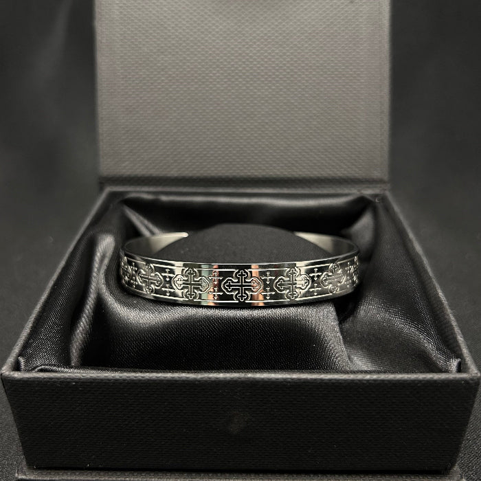 Stainless Steel Cross of Saint Maurice Open Cuff Bracelet