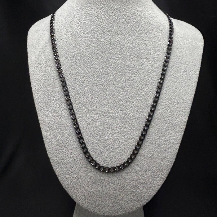 Stainless Steel Cuban Link Necklace & Bracelet Set Black