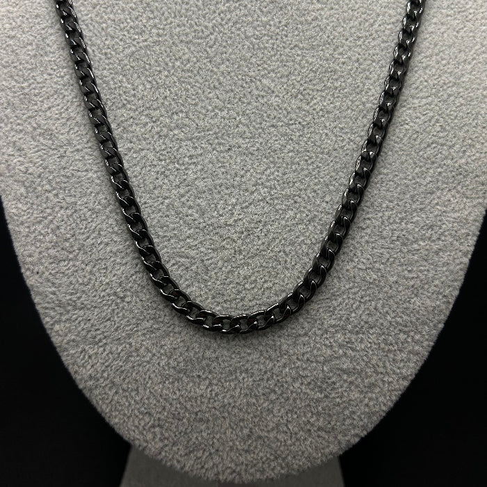 Stainless Steel Cuban Link Necklace & Bracelet Set Black