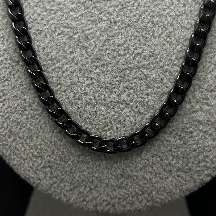 Stainless Steel Cuban Link Necklace & Bracelet Set Black