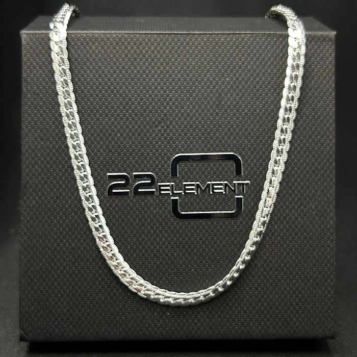 92.5% Solid Silver Flat Side Chain Link Necklace