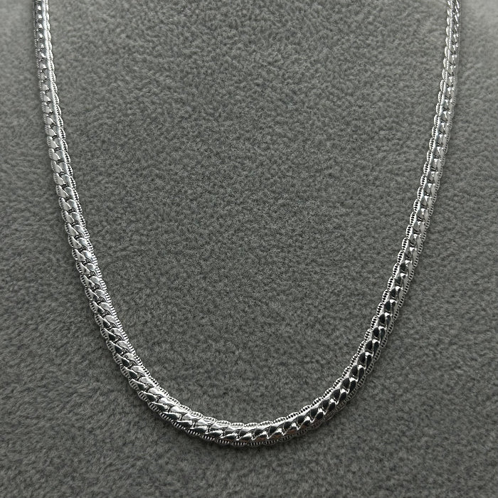 92.5% Solid Silver Flat Side Chain Link Necklace