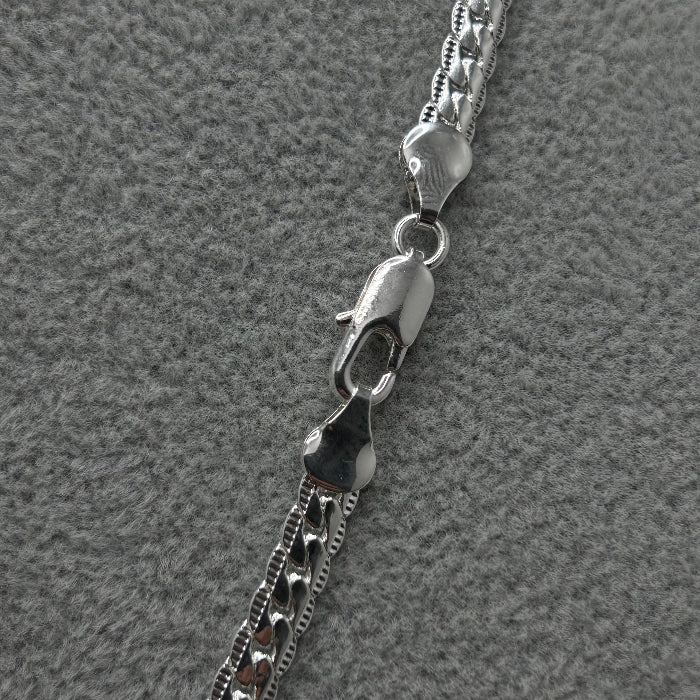 92.5% Solid Silver Flat Side Chain Link Necklace