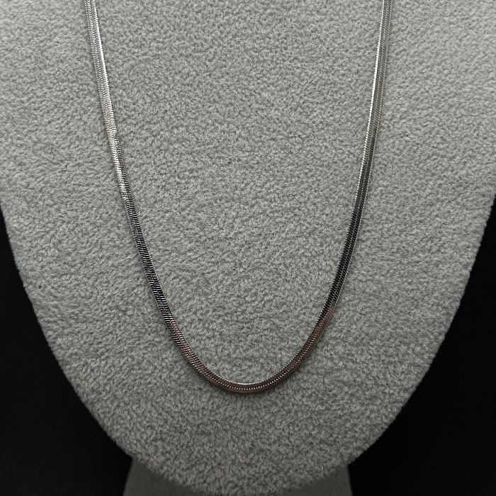Stainless Steel Silver Flat Side Chain Link Necklace