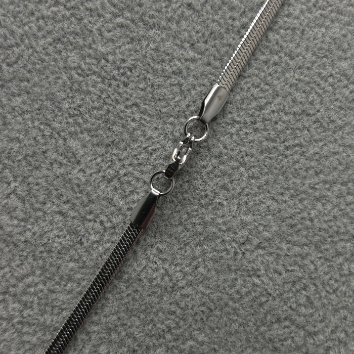 Stainless Steel Silver Flat Side Chain Link Necklace