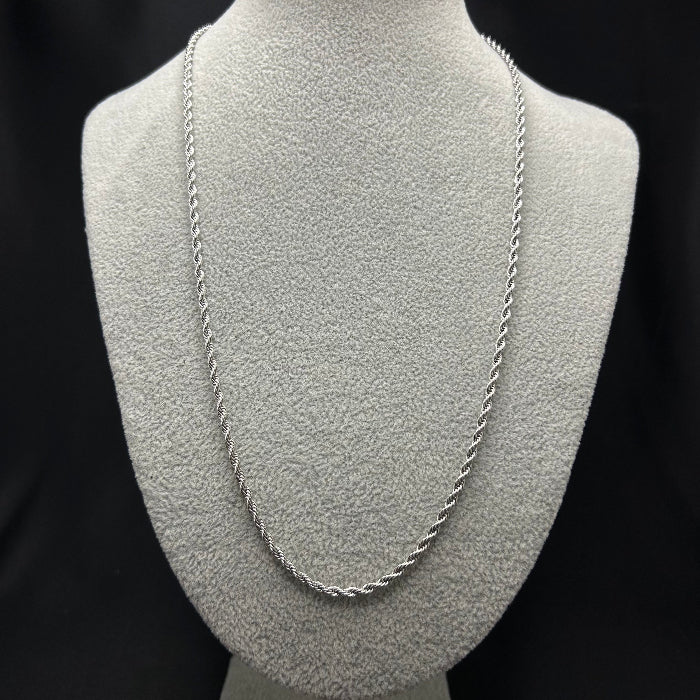 Stainless Steel Silver Plated Rope Link Necklace