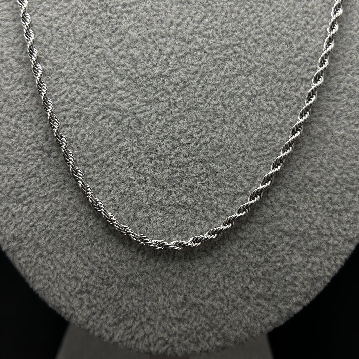 Stainless Steel Silver Plated Rope Link Necklace