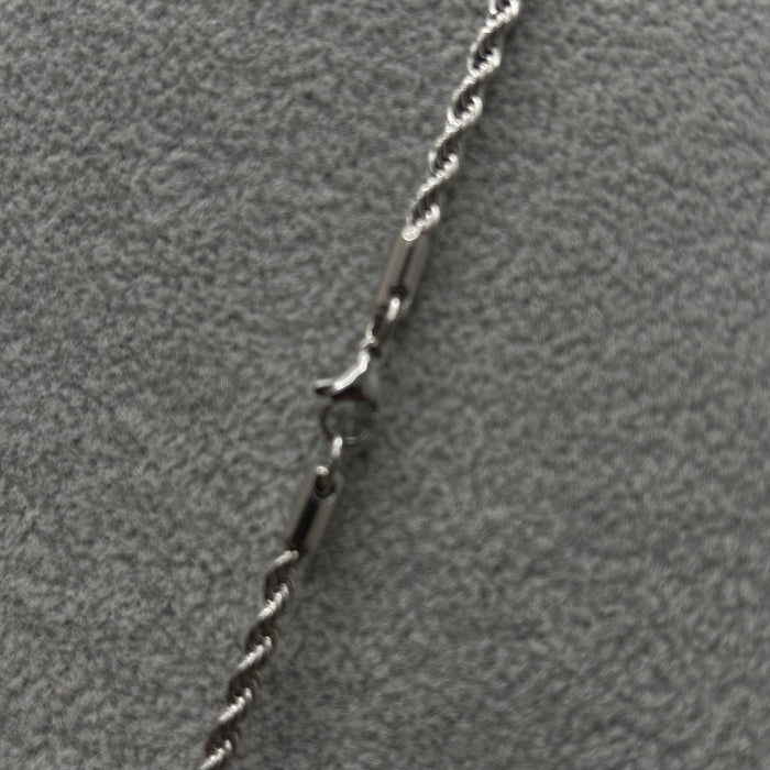 Stainless Steel Silver Plated Rope Link Necklace