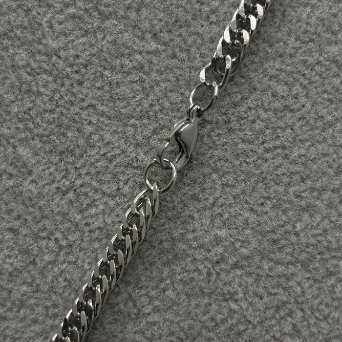 Stainless Steel Silver Cuban Chain Link Necklace