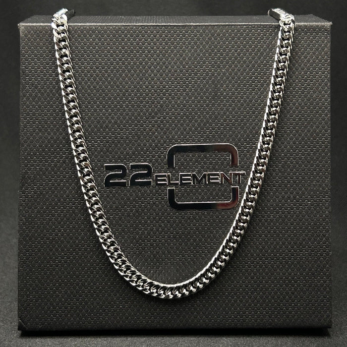 Stainless Steel Silver Cuban Chain Link Necklace