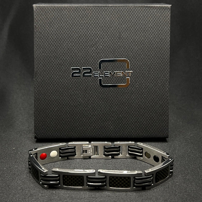 Stainless Steel Carbon Fibre Chain Link Magnetic Bracelet